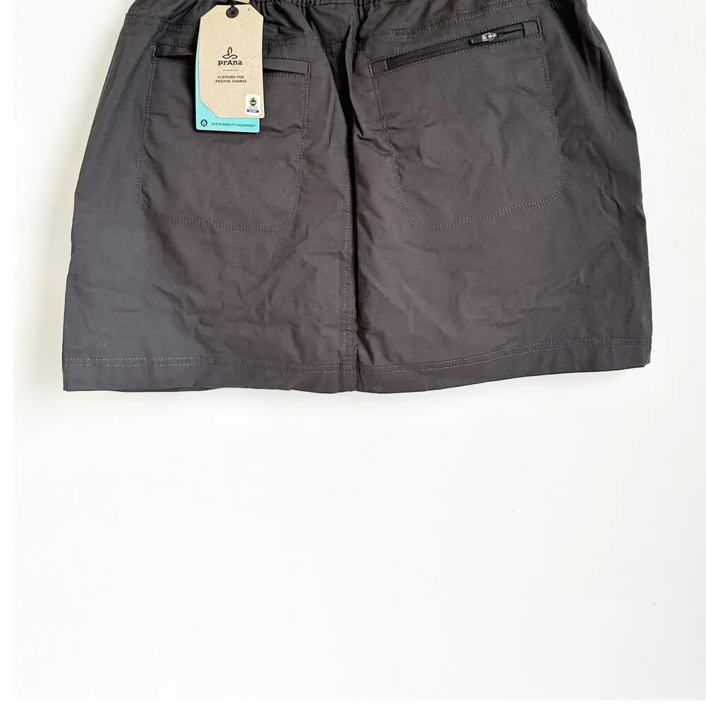NWT prAna CHARCOAL GRAY DOUBLE PEAK SKORT SKIRT 14
